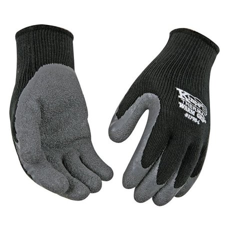 WARM GRIP Protective Gloves, Men's, XL, 11 in L, Wing Thumb, Knit Wrist Cuff, Acrylic, Black 1790-XL